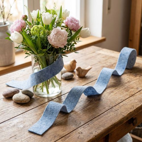 Felt Ribbon Blue 7.5cm 5m | Floristik24.ie