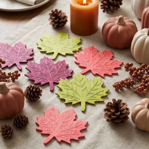 Maple leaf wood for scattering, colored assorted, 4 cm, 72 pieces | Floristik24.ie