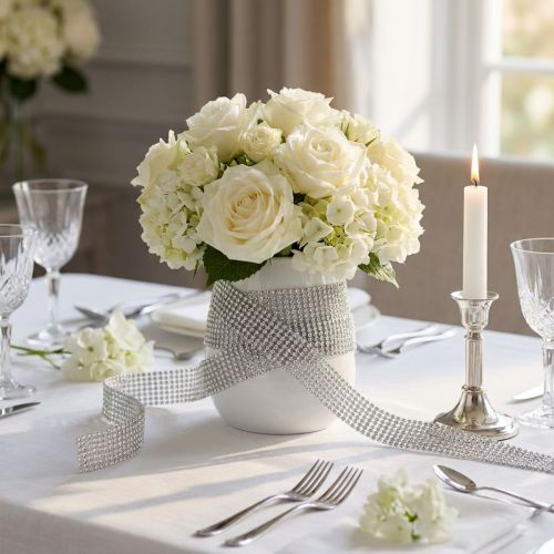 Decoration ribbon silver, glossy 10mm 4m | Floristik24.ie