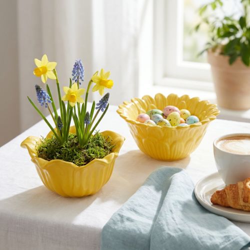 Decorative ceramic flower bowl for home decor and gift ideas, 13cm, 2 pieces | Floristik24.ie