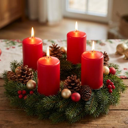 Pillar candle 120/80 Red 6pcs | Floristik24.ie