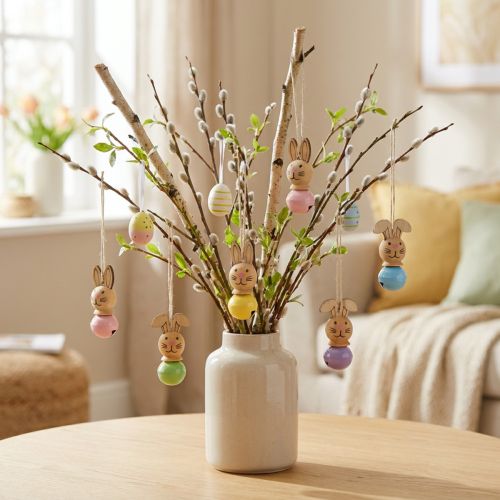 Product Wooden Easter Bunny Decoration Pendants for Spring and Easter Tree, 4cm, 12 Pieces