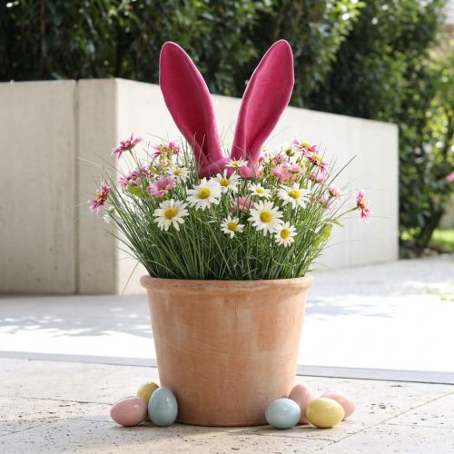 Bunny Decoration Ears Pink for Easter Flocked Stick H56cm | Floristik24.ie