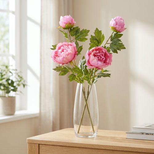 Artificial Roses Peonies Artificial in Pink L80cm 2pcs | Floristik24.ie