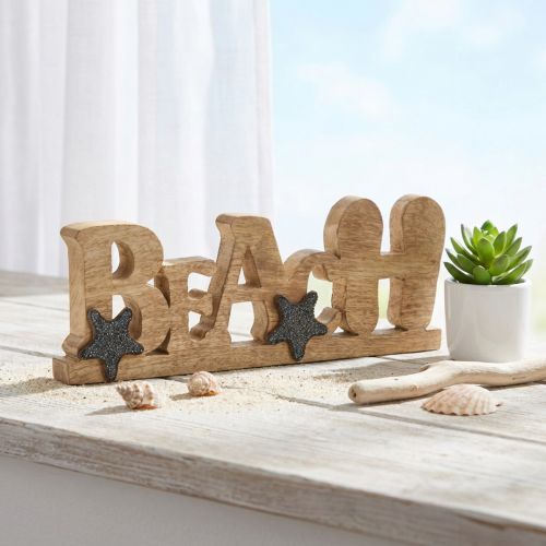 “Beach” Sign Maritime home decoration Mango wood 35×12cm | Floristik24.ie