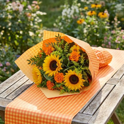 Cuff Paper 37.5cm Light Orange Check 100m | Floristik24.ie