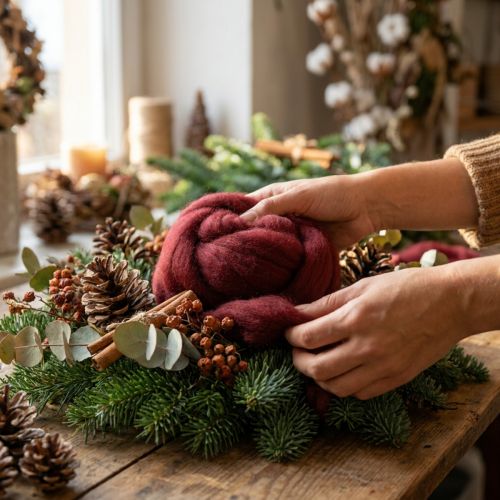 Wool cord, decorative wool, dark red, 10m wool ribbon for floristry & crafts | Floristik24.ie