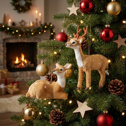 Decorative Christmas deer for hanging, H11.5cm / 7.5cm, 2 pieces | Floristik24.ie