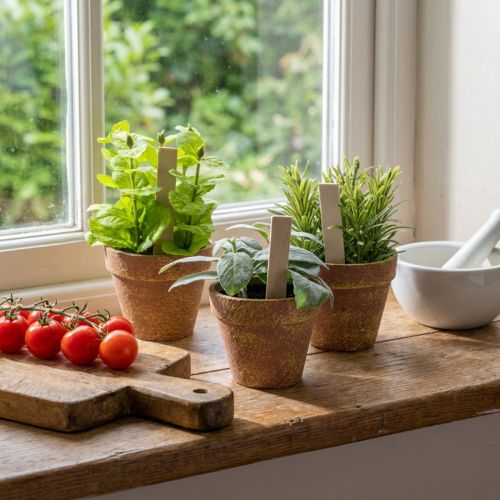 Artificial herb pot with decorative herbs for kitchen, garden, balcony or terrace, 15m³, 3 pieces | Floristik24.ie