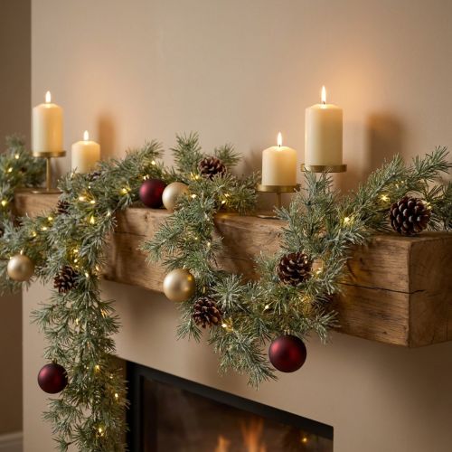 Product Decorative larch garland for atmospheric room design, 250cm