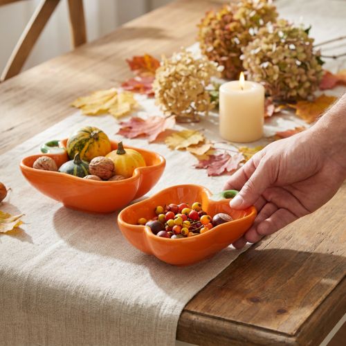 Ceramic bowls orange pepper decoration 16x13x4.5cm 2pcs | Floristik24.ie