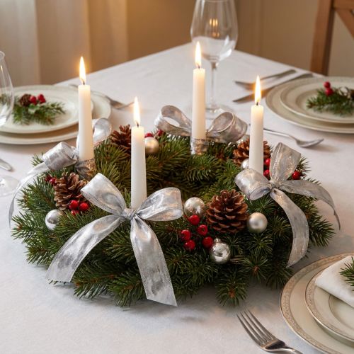 Product Deco ribbon silver with wire edge 15mm 25m