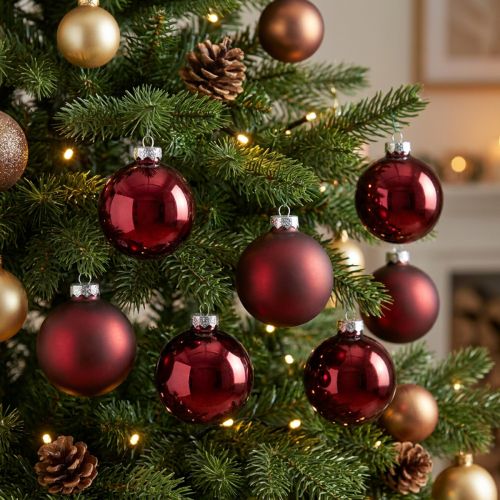 Christmas ball glass Ø4cm Bordeaux Mix 24 pcs | Floristik24.ie