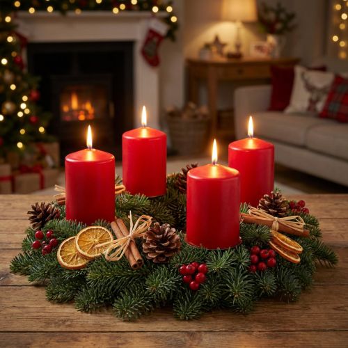 Pillar candles 130/100 red 4 pcs | Floristik24.ie