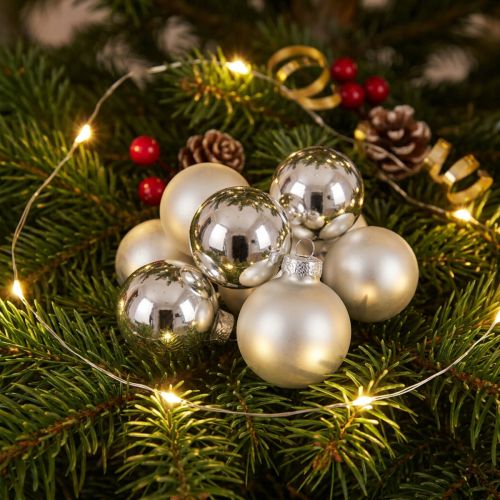 Christmas ball Ø4cm silver gloss/matt 24 pcs | Floristik24.ie