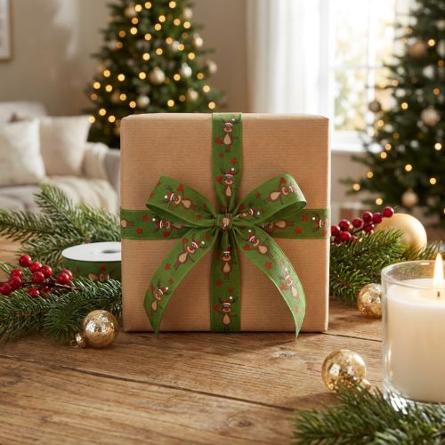 Christmas ribbon reindeer green Christmas ribbon 25mm 20m | Floristik24.ie