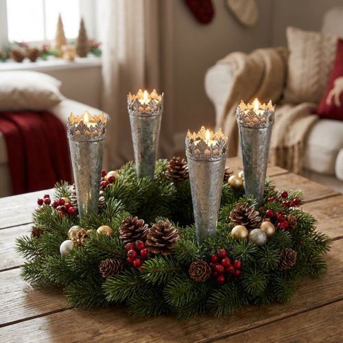 Tealight holder for sticking silver Ø5cm H24cm 4pcs | Floristik24.ie