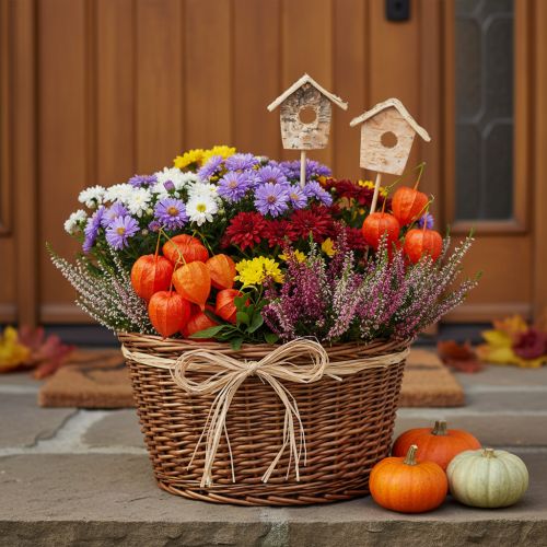 Decorative birdhouse, birch, 5cm, flower stakes, 4 pieces | Floristik24.ie