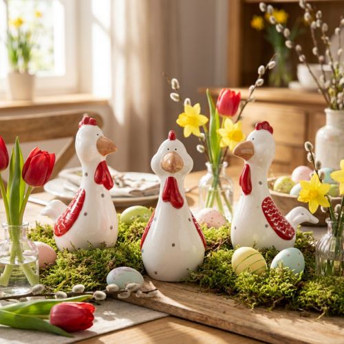 Decorative chickens Easter decoration figures ceramic decoration 15cm 3pcs | Floristik24.ie
