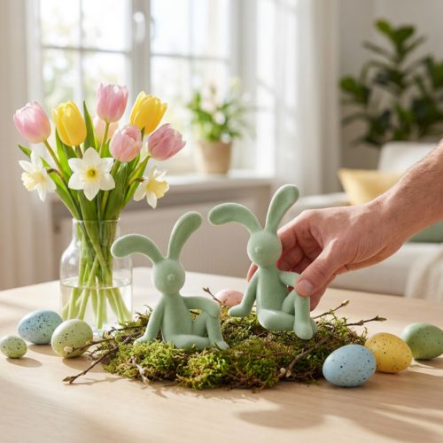 Easter bunny decorative figure for stylish home decoration and Easter, 22cm, 2 pieces | Floristik24.ie