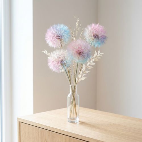 Dandelion decoration, dried flower, stabilized and dyed, delicate, durable, 12cm, 4 pieces | Floristik24.ie