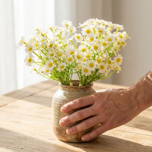 Artificial chamomile as a bouquet of flowers for natural and easy-care decoration, 28cm, 3 pieces | Floristik24.ie