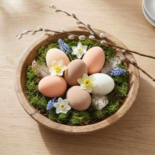 Product Easter Eggs Flocked in Peach Brown White H6cm 24pcs