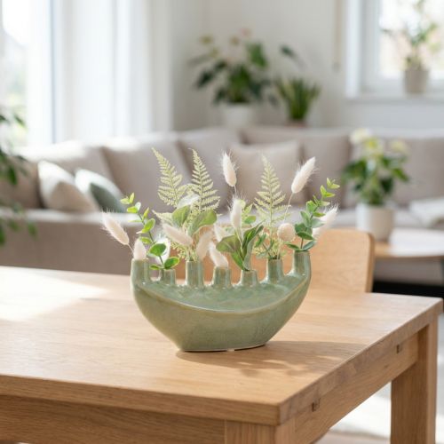 Decorative Vase Boat Ceramic Vase Light Green 23×8.5×11cm | Floristik24.ie