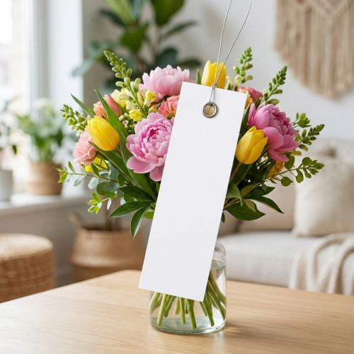 White hanging tags 18x60mm with metal wire, weatherproof, ideal for floristry and gift labeling, 250 pieces | Floristik24.ie