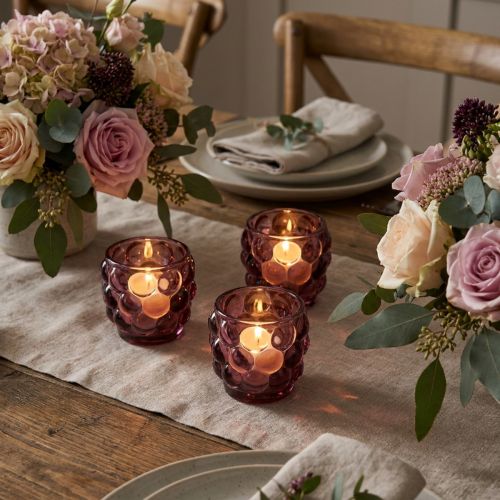 Candle holder glass tealight holder in Berry Ø7cm H7cm 6 pcs | Floristik24.ie