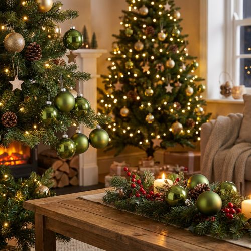 Christmas balls made of glass green mix Ø6cm 24 pcs | Floristik24.ie