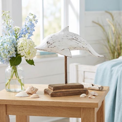 Dolphin decoration Albasia maritime wooden decoration white 28×6.5×26cm | Floristik24.ie