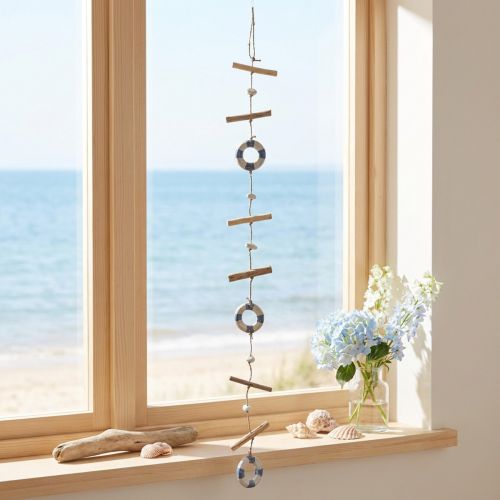 Window decoration maritime lifebuoys wooden decoration summer 90cm | Floristik24.ie