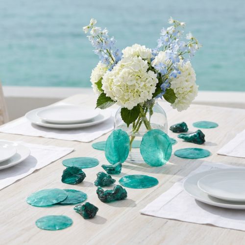 Product Oyster & capiz shells Turquoise 3.5-9.5cm Assorted nets 2pcs
