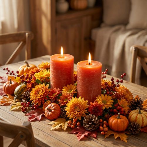 Solid colored candles orange 85x150mm 2pcs | Floristik24.ie
