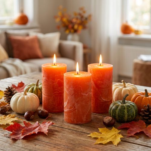 Solid-Colored Candles Orange 60x100mm 4 Pcs | Floristik24.ie
