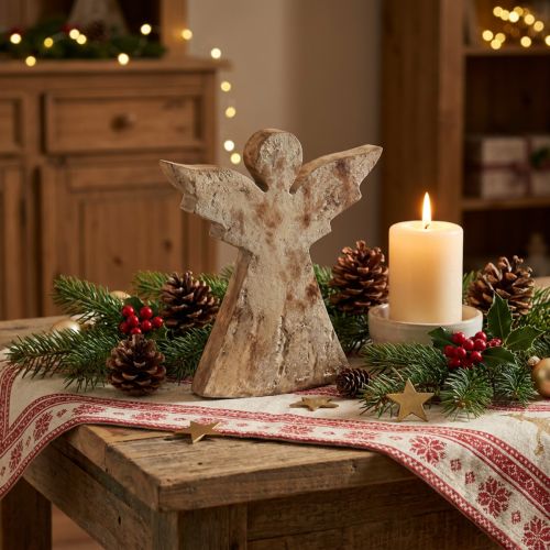 Christmas angel decoration Christmas mango wood 20×18×2.5cm | Floristik24.ie