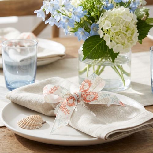 Decorative ribbon maritime gift ribbon corals 25mm 18m | Floristik24.ie