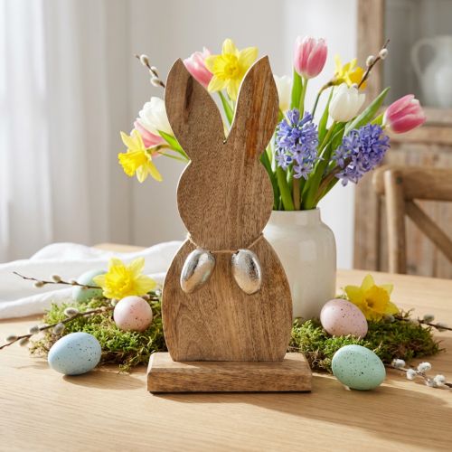 Easter bunny wood with metal eggs, Easter table decoration H31cm | Floristik24.ie