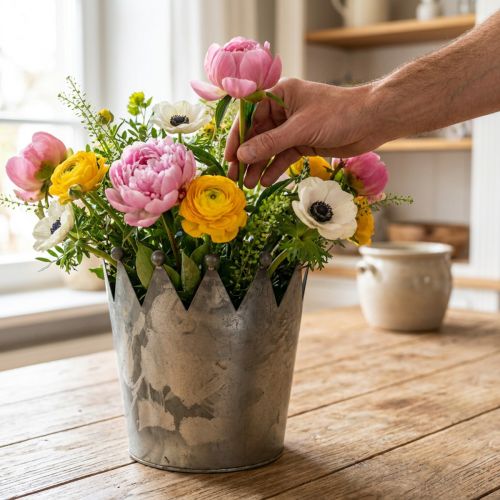 Deco crown antique look gray metal decoration Ø17.5cm H17.5cm | Floristik24.ie