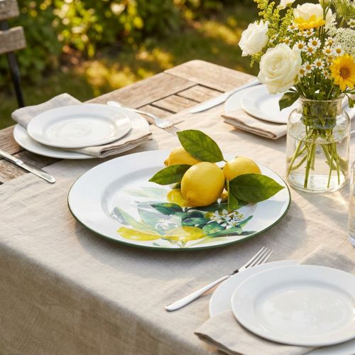 Decorative plate, Mediterranean, metal plate with lemon branch Ø34cm | Floristik24.ie
