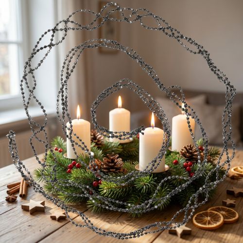 Christmas decoration pearl garland gray 275cm | Floristik24.ie