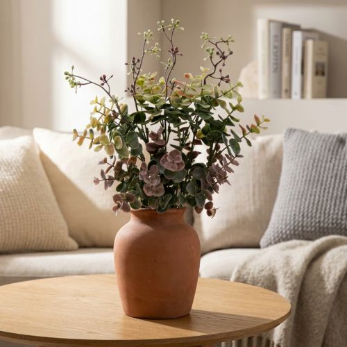 Eucalyptus bush artificial eucalyptus green red 39cm | Floristik24.ie