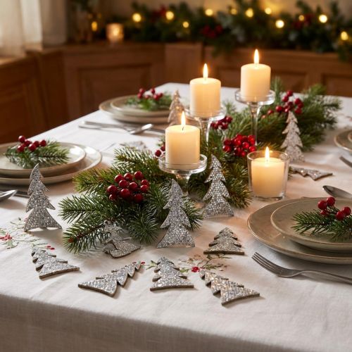 Glittering Christmas tree for scattering 4cm 48 pcs | Floristik24.ie