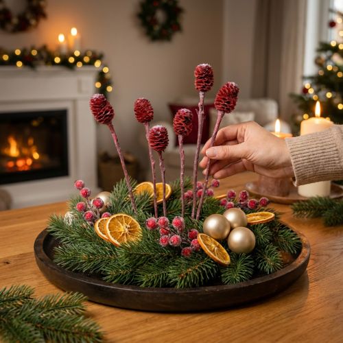 Decorative branches Sabulosum red frosted 4-6 25 pcs | Floristik24.ie