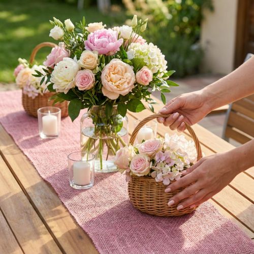 Table runner jute jute ribbon table ribbon pink W15cm L10m | Floristik24.ie