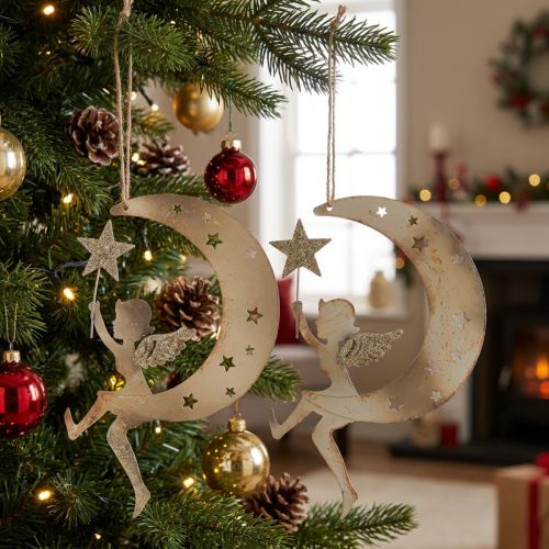 Angel Pendant Star Christmas Decoration for Hanging H19cm 2 pcs | Floristik24.ie