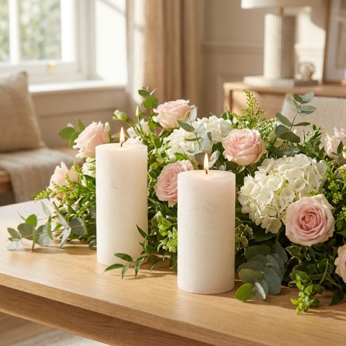 Solid-colored candles white 50x100mm 4 pcs | Floristik24.ie