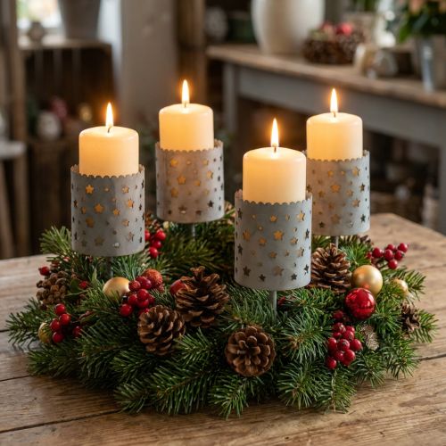 Candle holder for sticking Advent wreath Ø6.5cm H14cm 4 pcs | Floristik24.ie