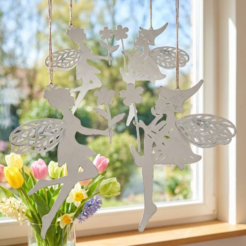 Decoration Elves Window Decoration Spring Metal White H20cm 4 Pcs | Floristik24.ie